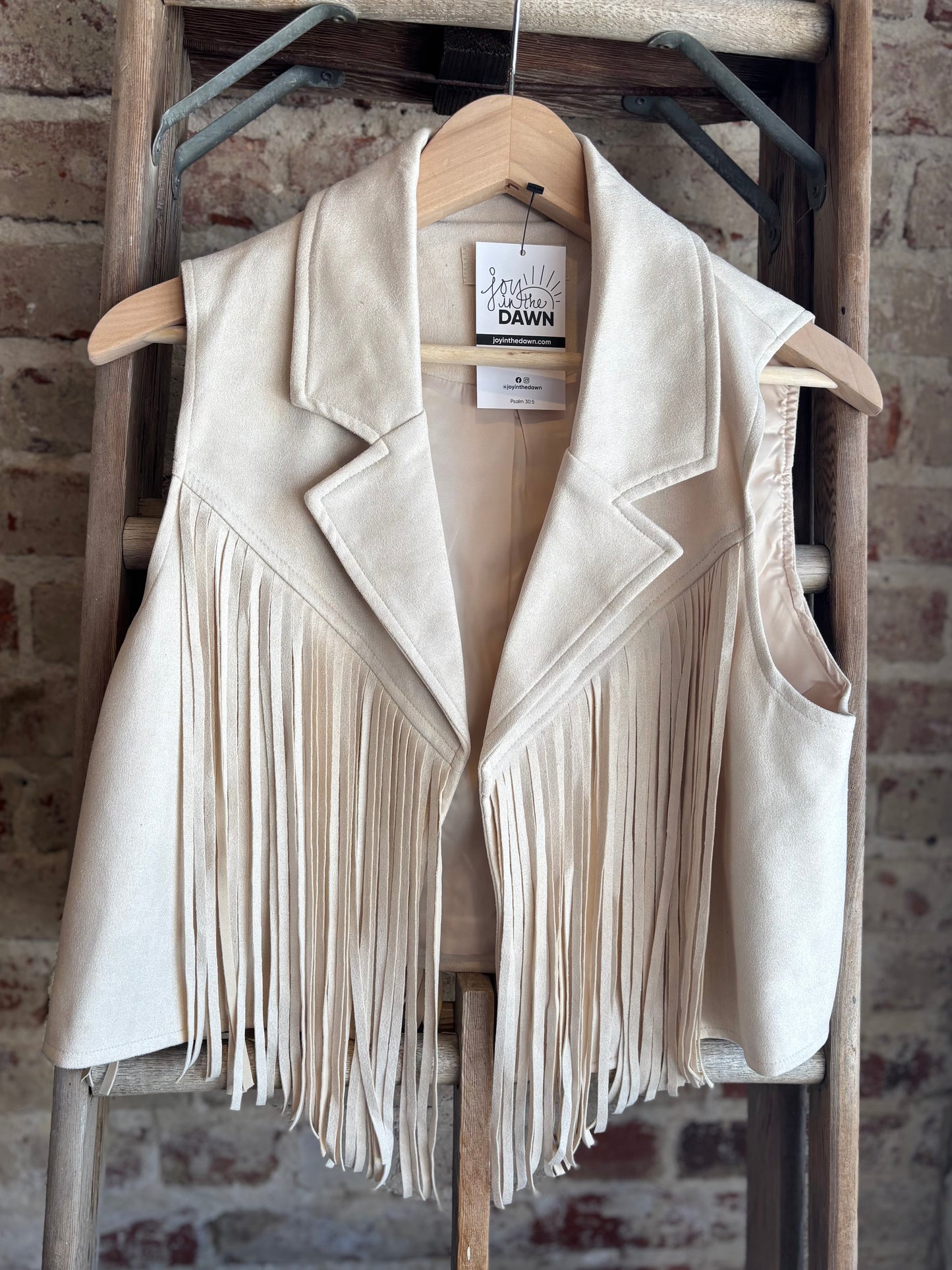 Cream Suede Fringe Vest