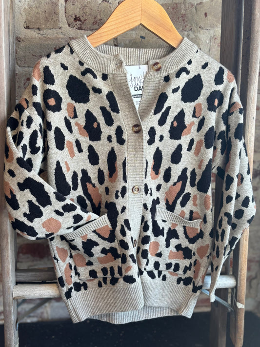 Leopard Button Up Cardigan - Toddler/Kid