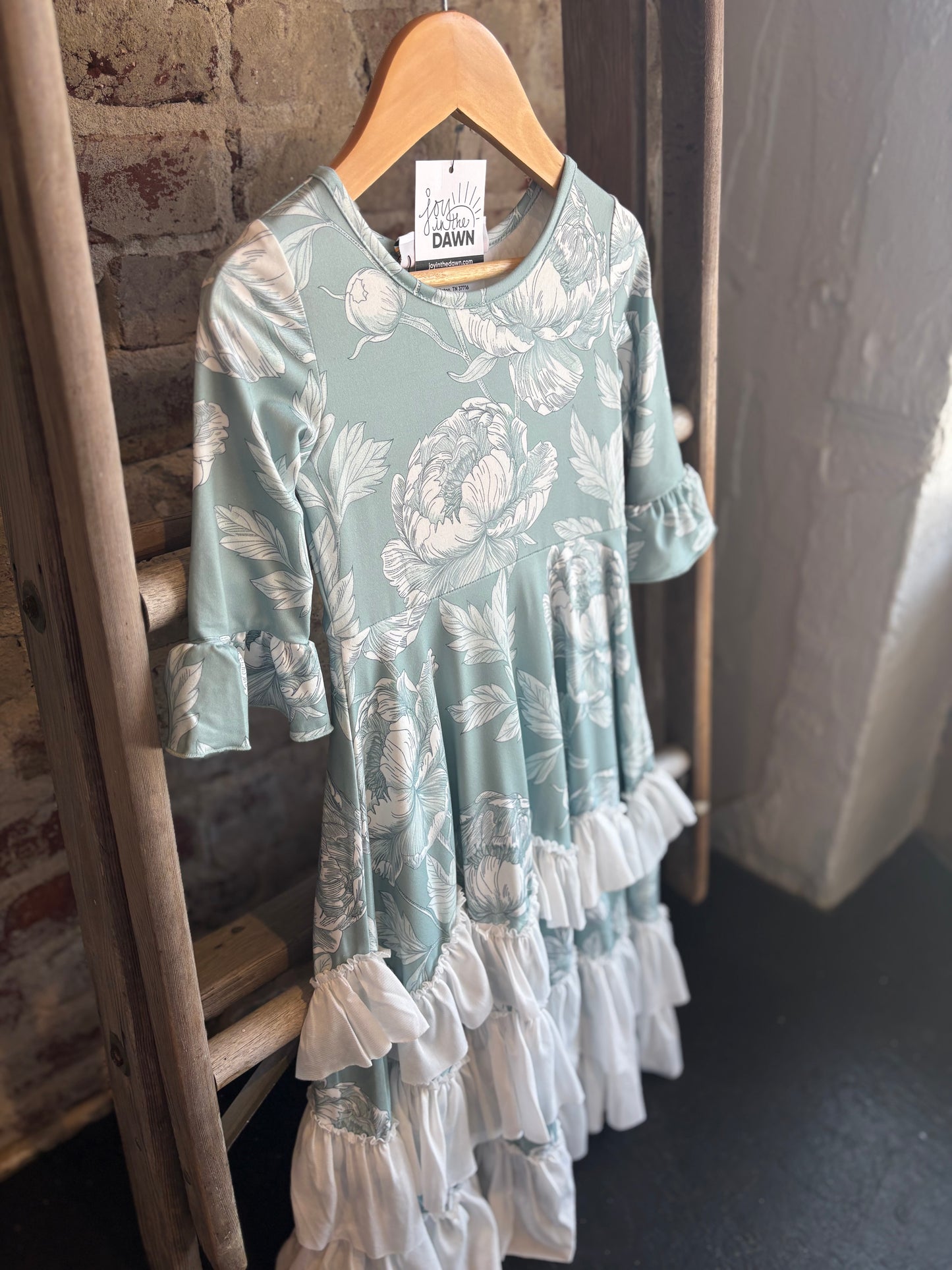 Bella Sage Floral Dress - Toddler/Kids