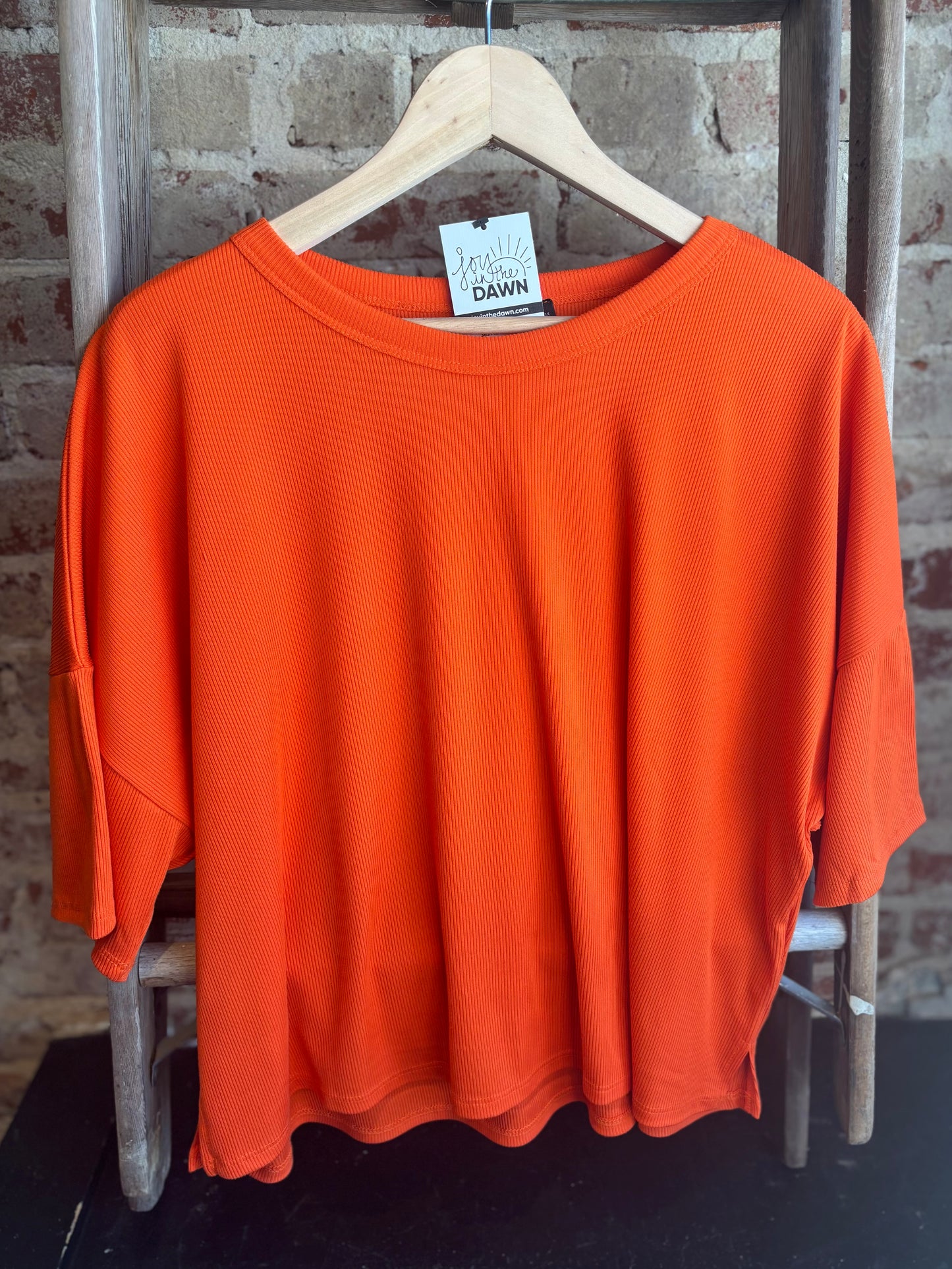 Plus- Orange Round Neck Top