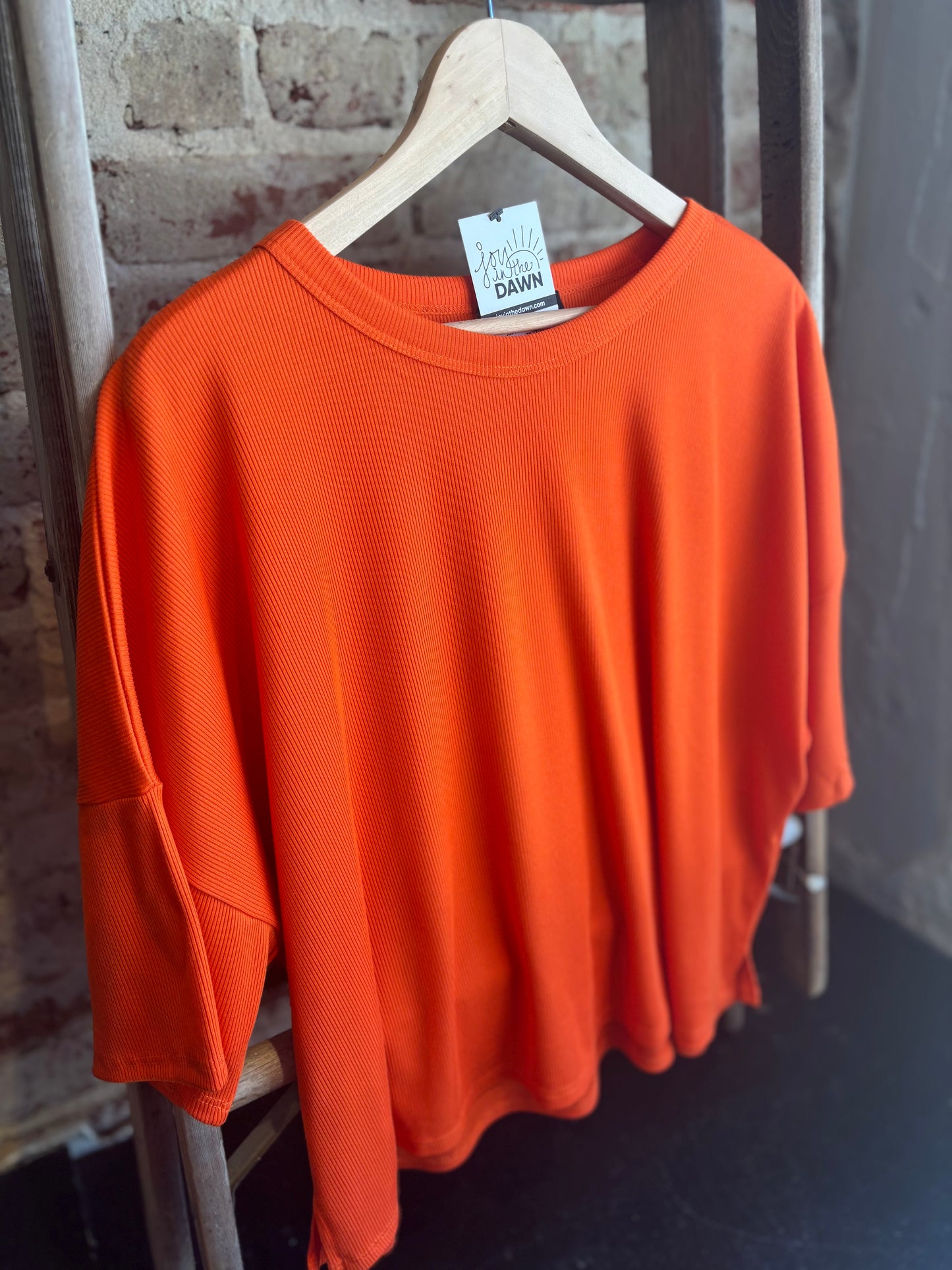 Plus- Orange Round Neck Top