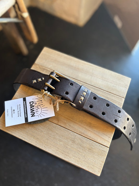 Rugged Hardware Leather Buckle Belt- Black