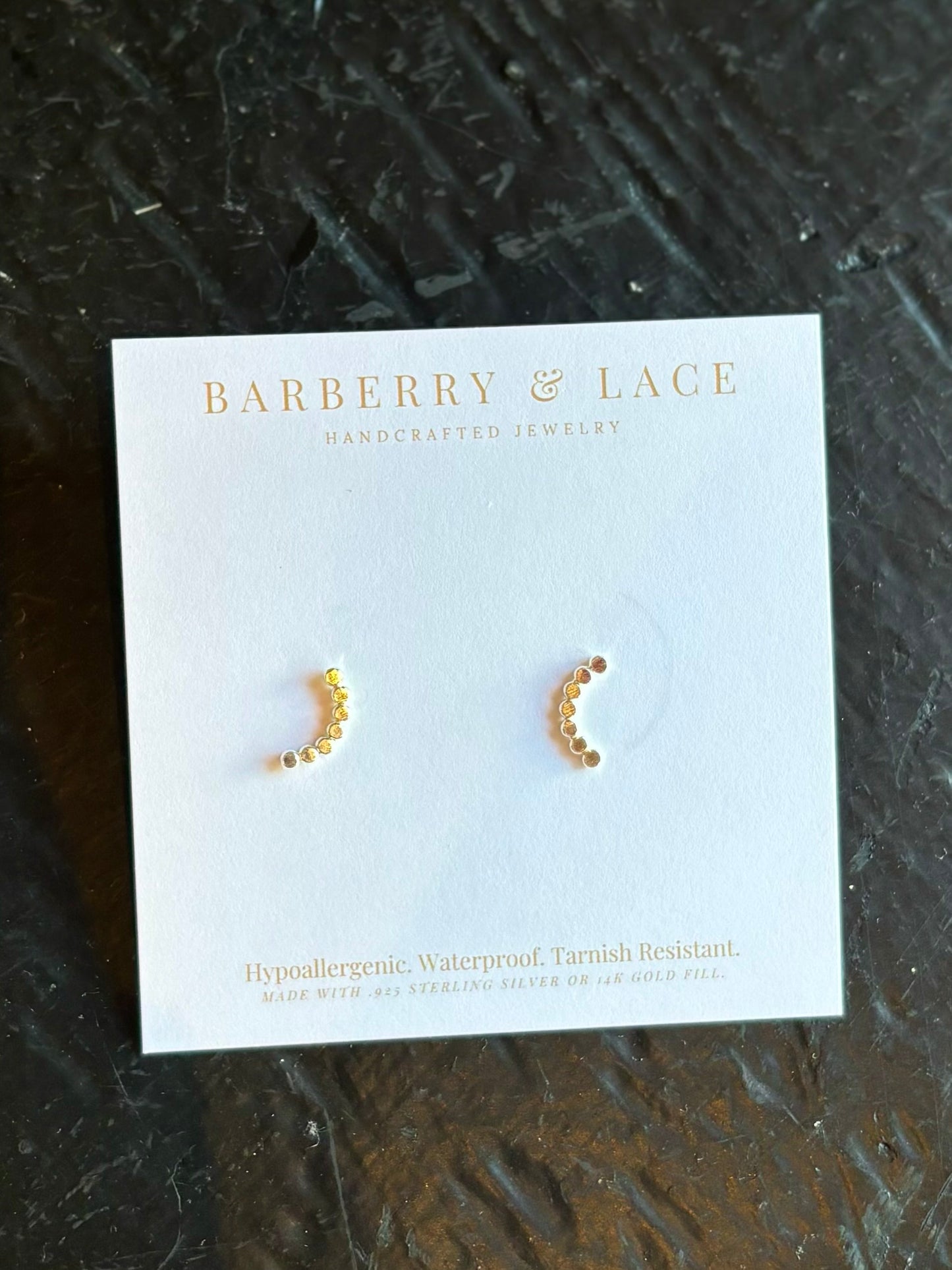 Dotted Arc Stud Earrings- Sterling Silver