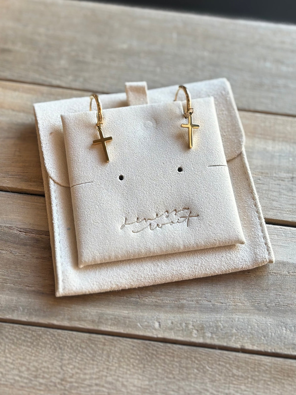 Cross Hoop Earrings- Gold
