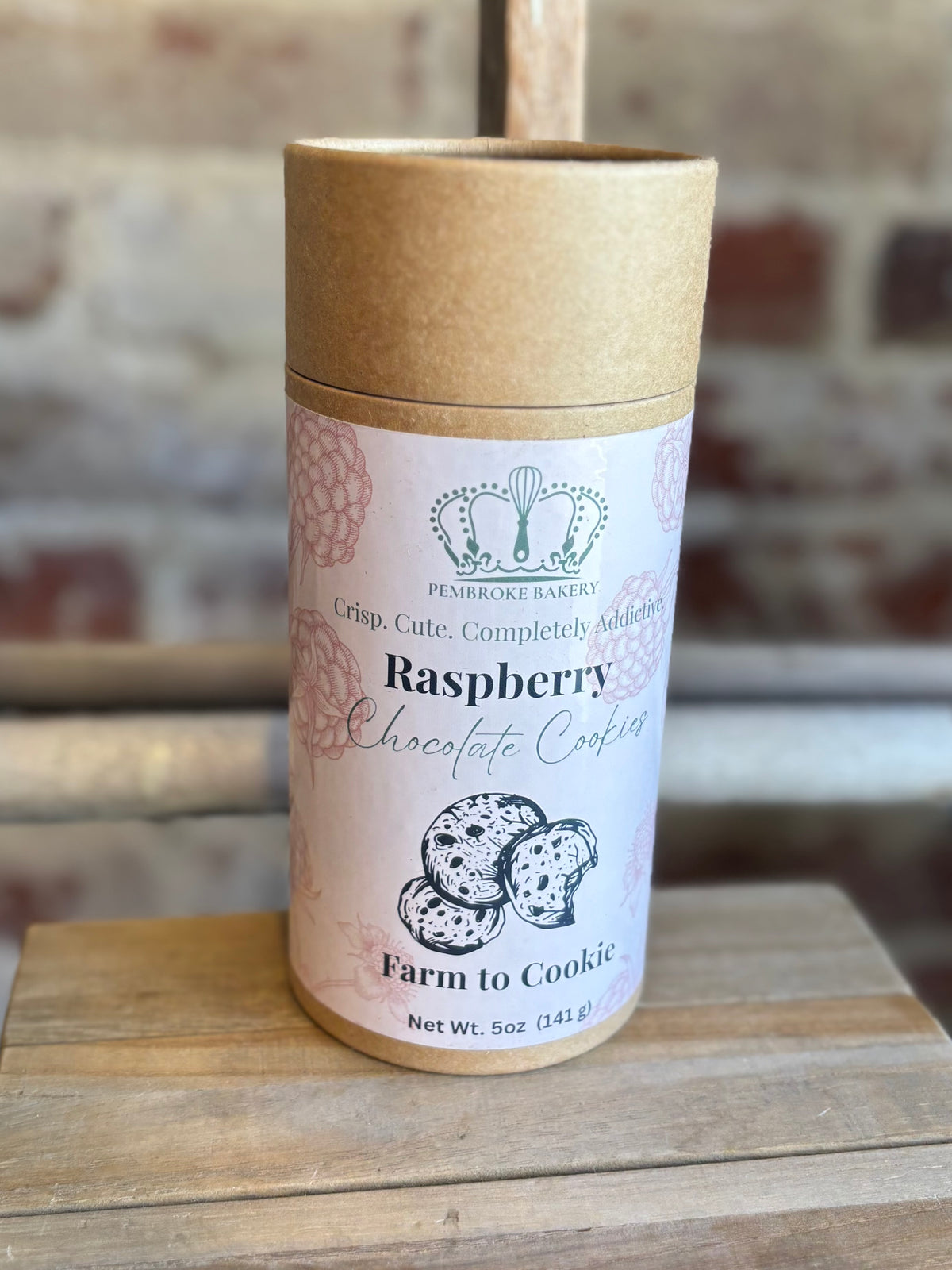 Mini Raspberry Chocolate Crispy Cookies