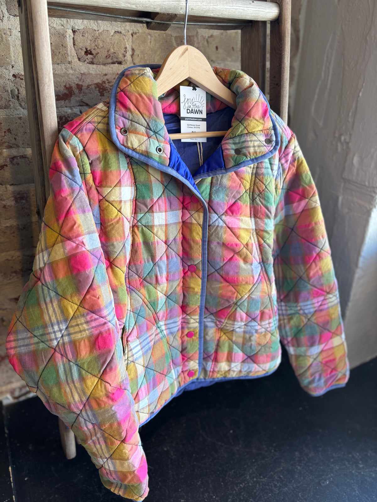 Bleached Vintage Plaid Quilted Jacket