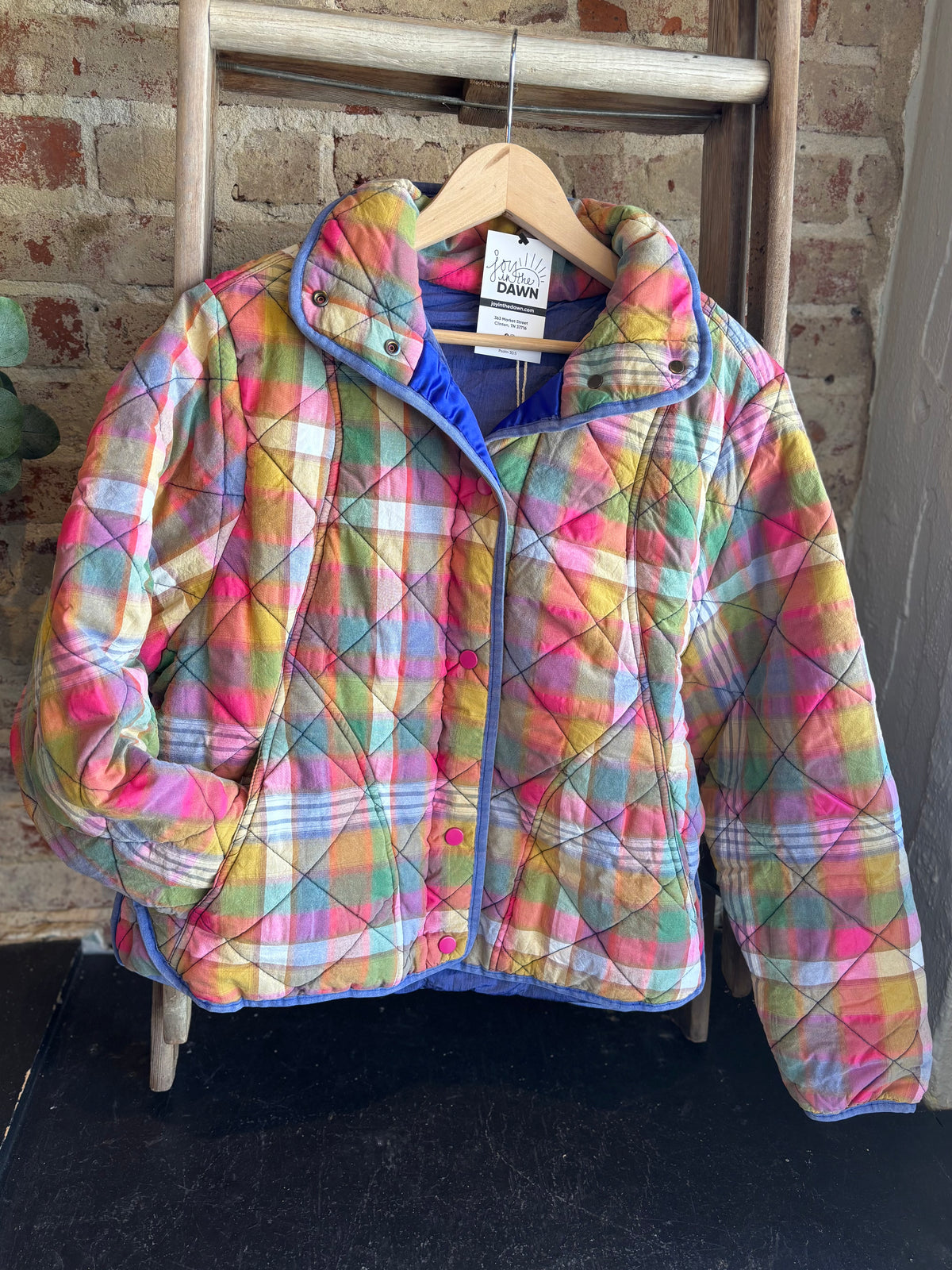 Bleached Vintage Plaid Quilted Jacket