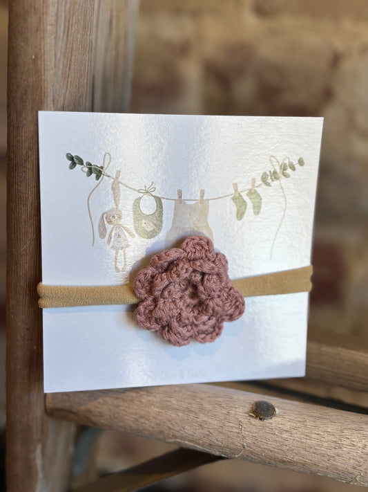 Crochet Single Flower Headband- Mauve