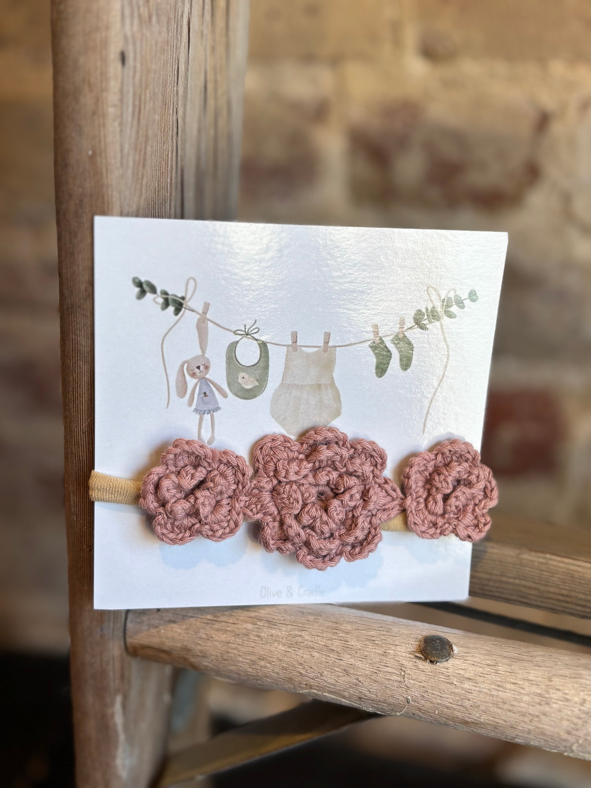 Crochet Triple Flower Headbands- Mauve