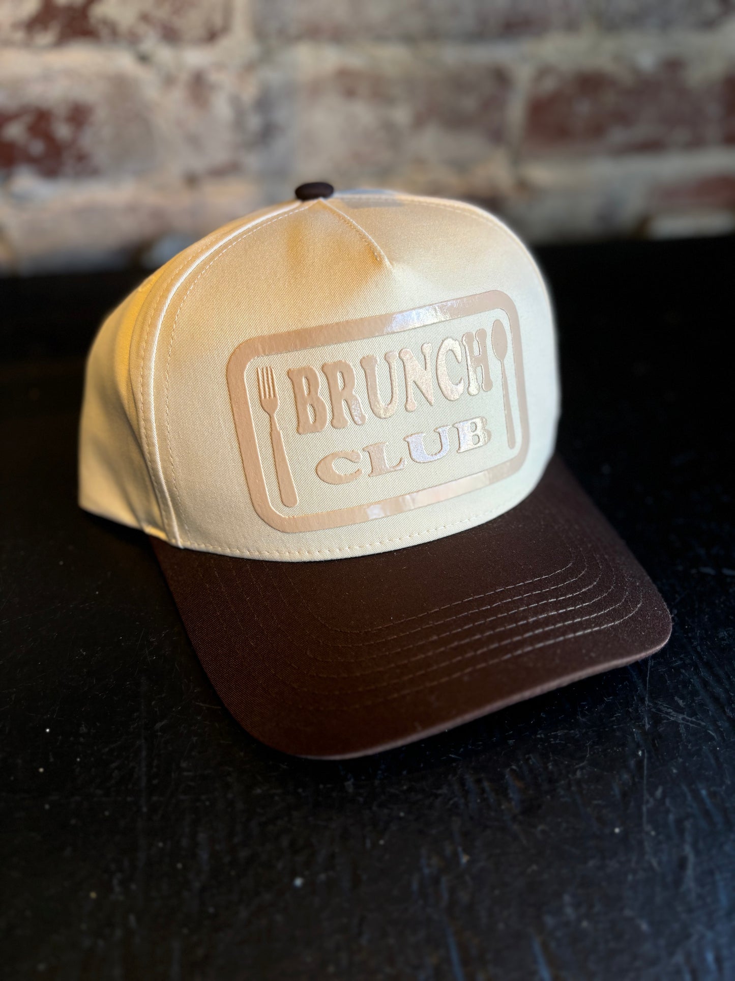 Brunch Club Snapback Hat- Natural/Black