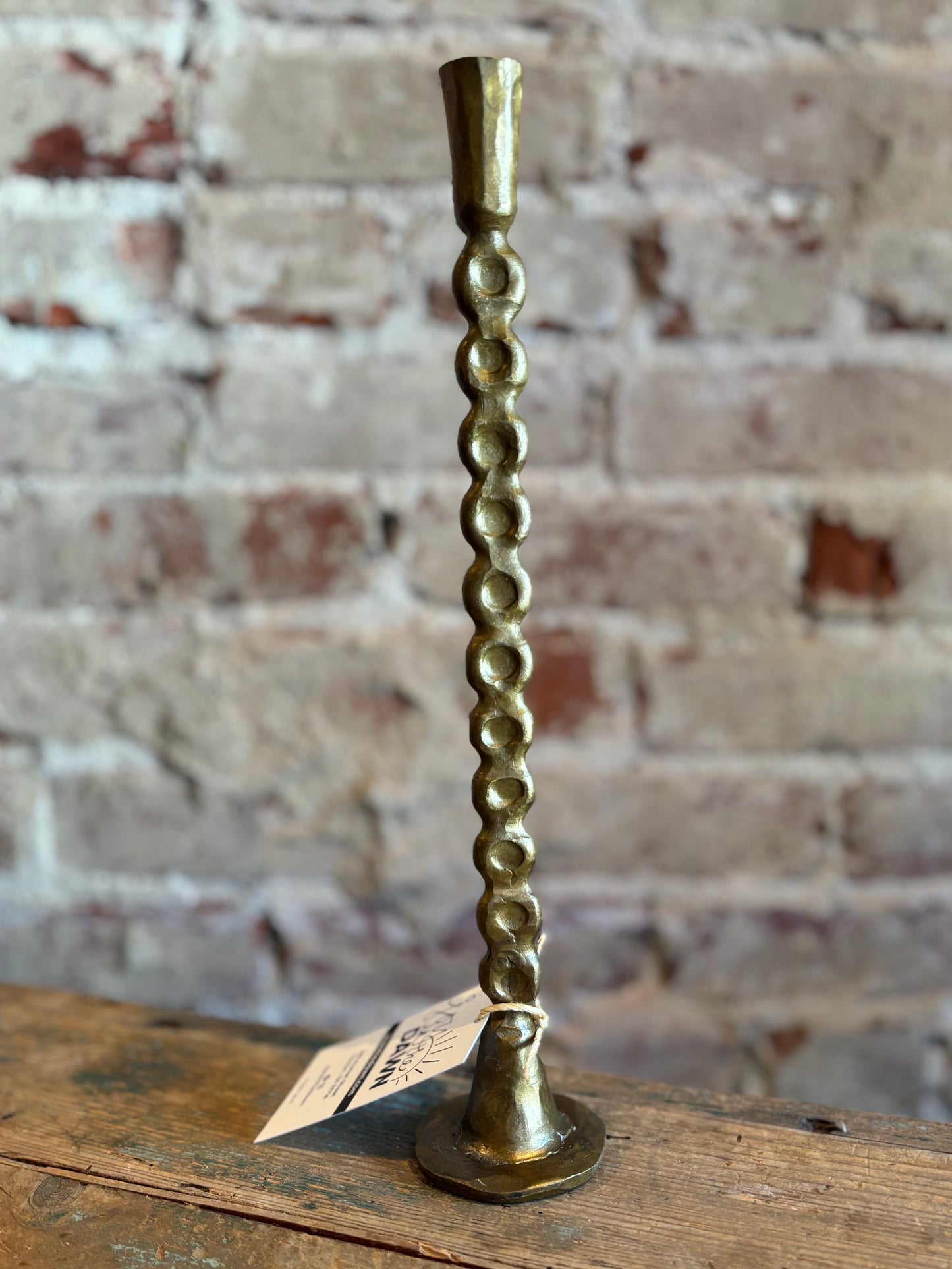 Brass Beaded Candle Holder - Medium