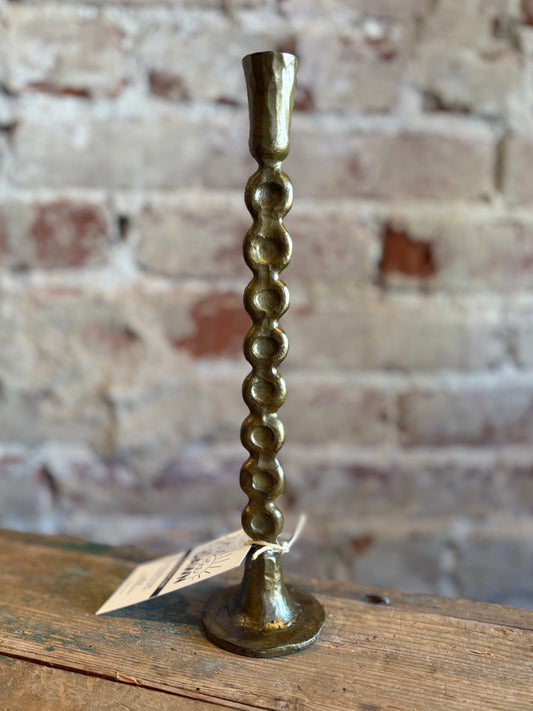 Brass Beaded Candle Holder - Small