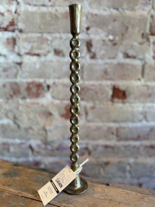 Brass Beaded Candle Holder - Large