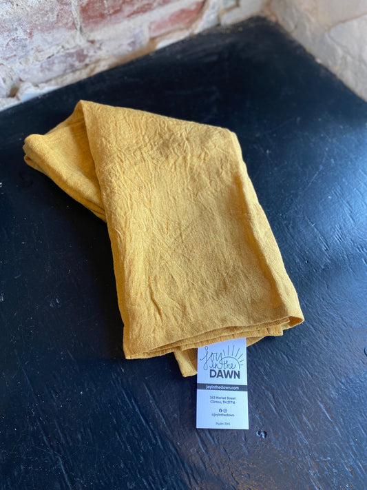 Stonewashed Linen Tea Towel- Mustard