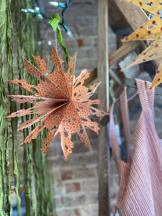 Red Hanging Paper Snowflakes- Set of 6