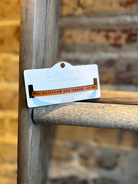 She Believed She Could Leather Bracelet