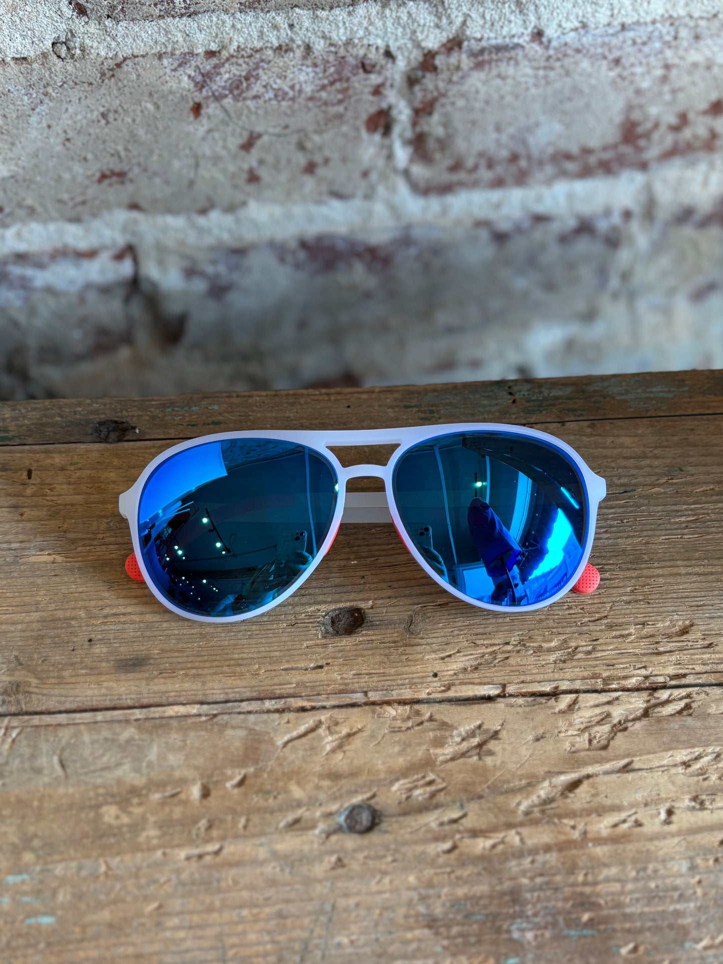Dash Polarized Aviator Sunglasses - White/Blue