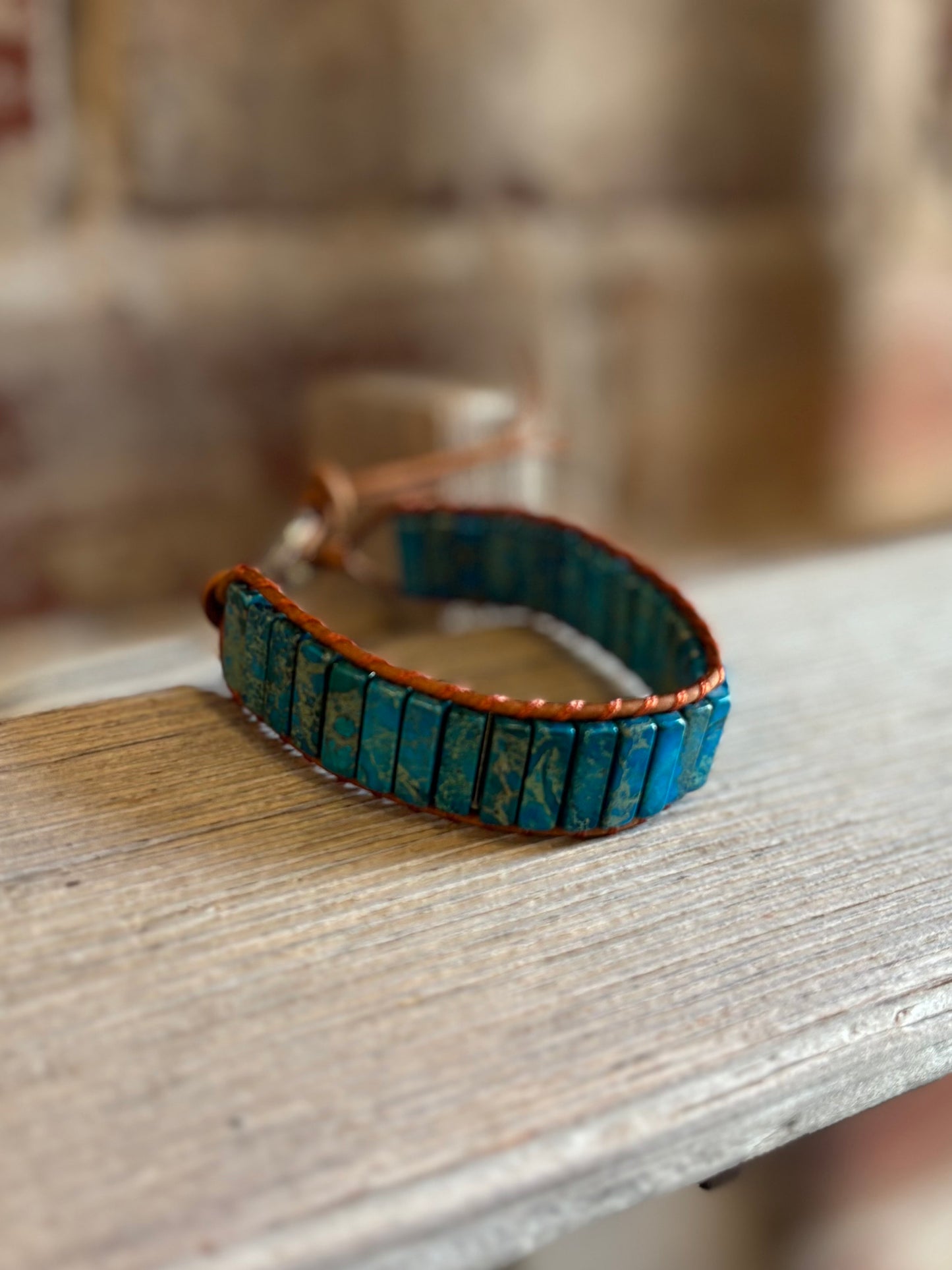 Woven Jasper Stacked Bracelet - Turquoise