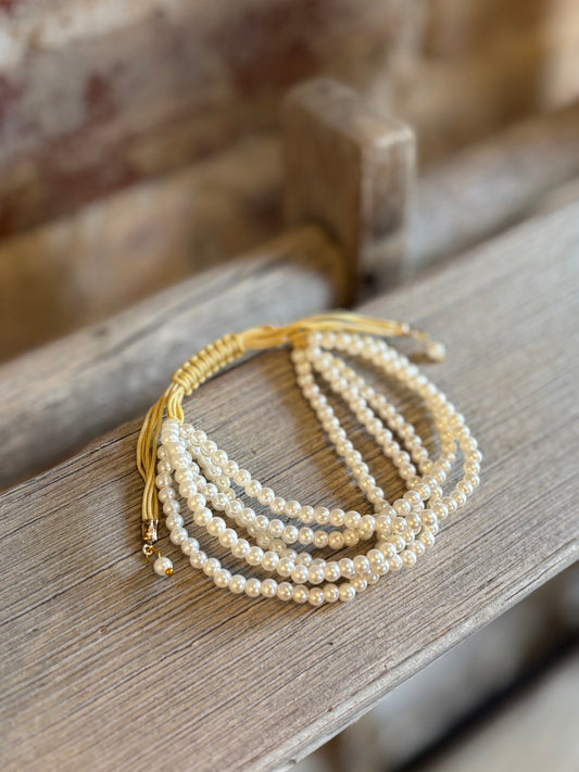 Pearl Beaded Drawstring Bracelet