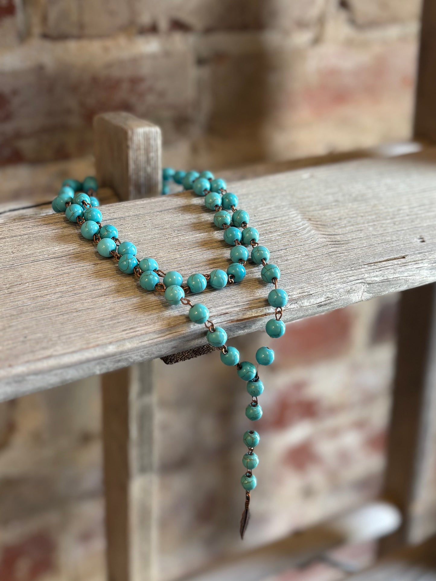 Turquoise Double Strand Feather Necklace