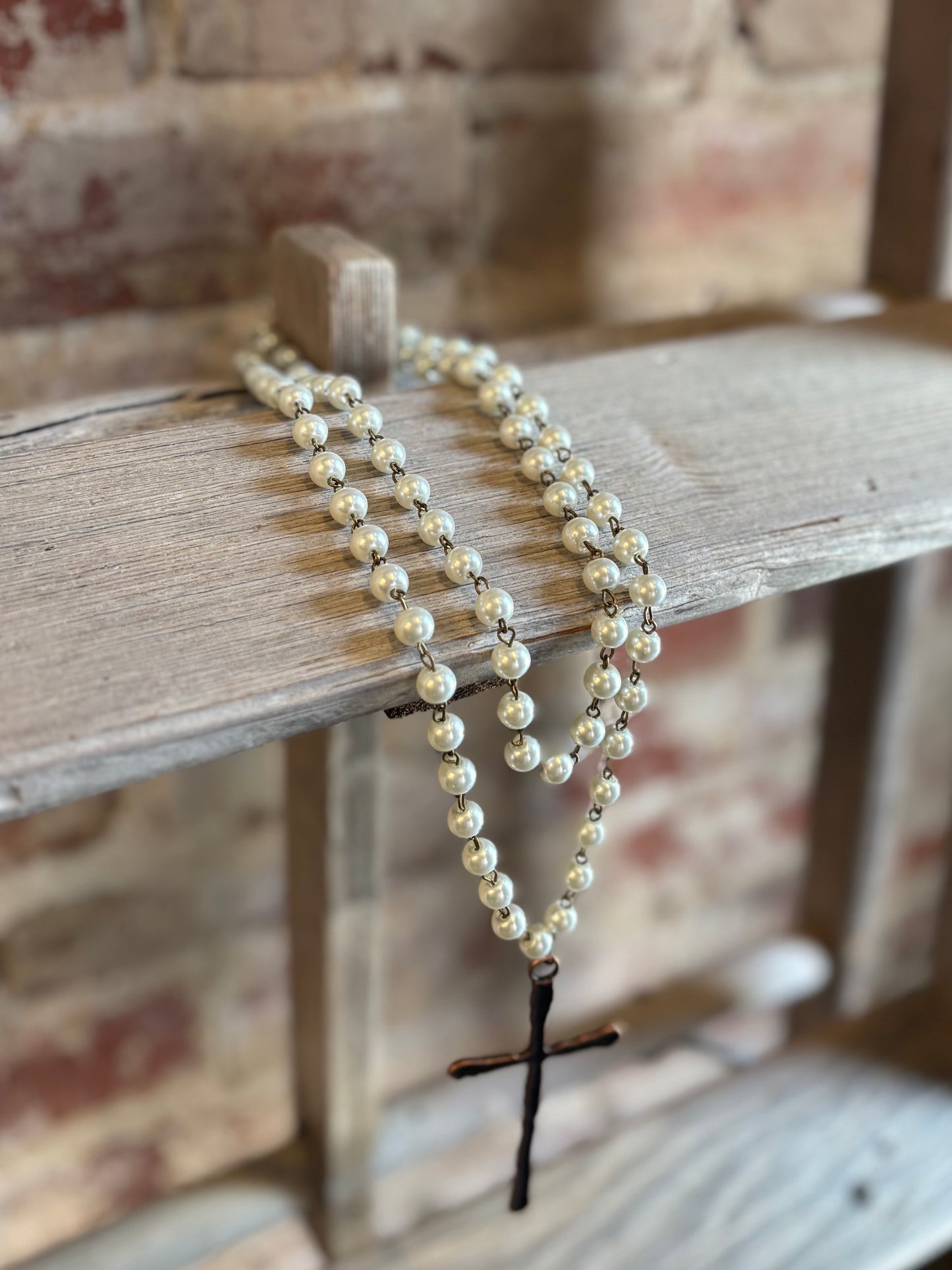 Pearl Beaded Cross Necklace