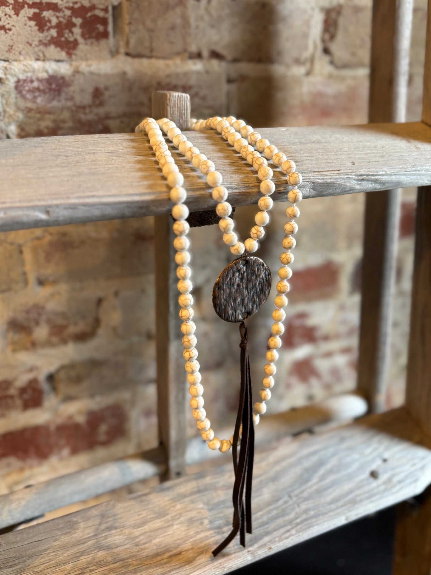 White Turquoise Necklace W/ Indian Pendant