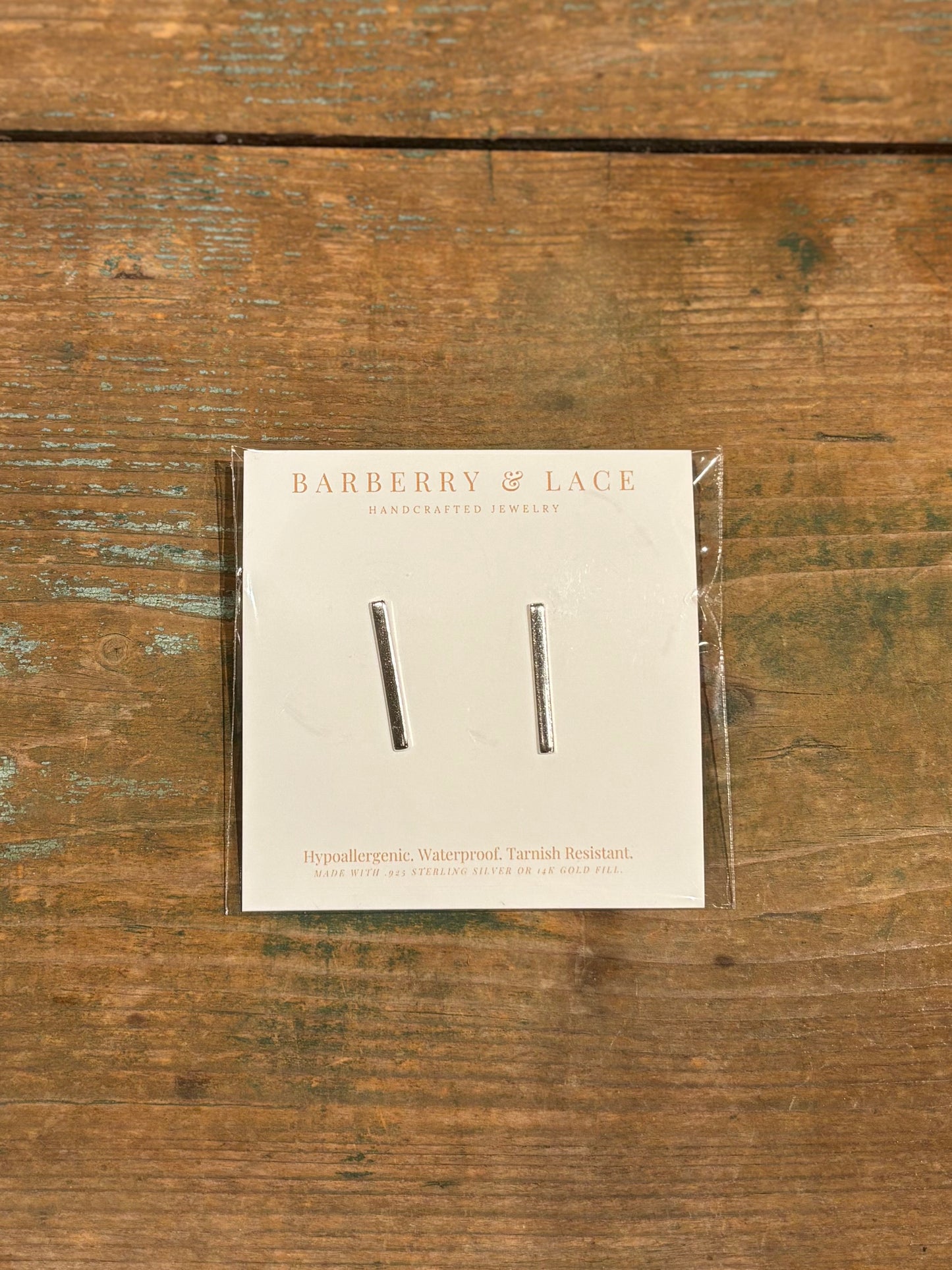 Stick Stud Earrings- Silver