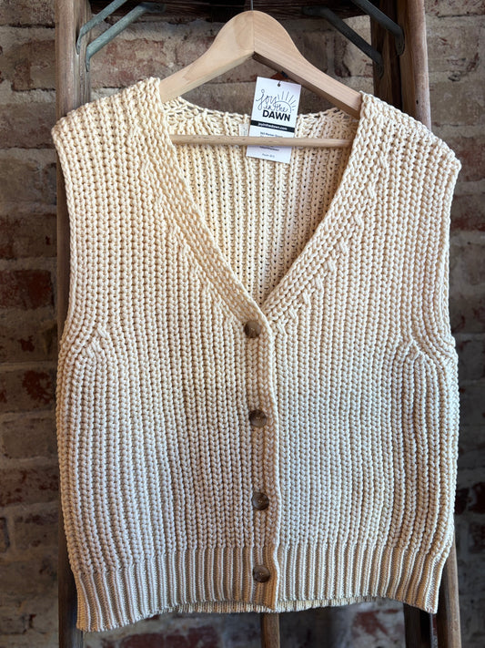 Knit Button Down Sweater - Cream