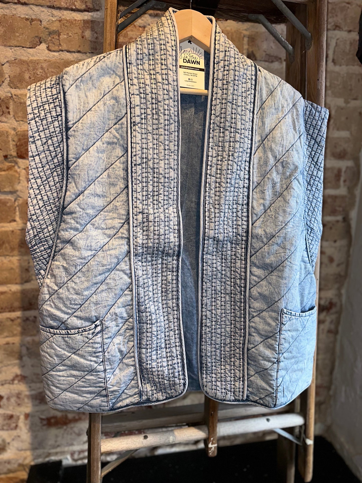 Oversized Quilted Denim Vest