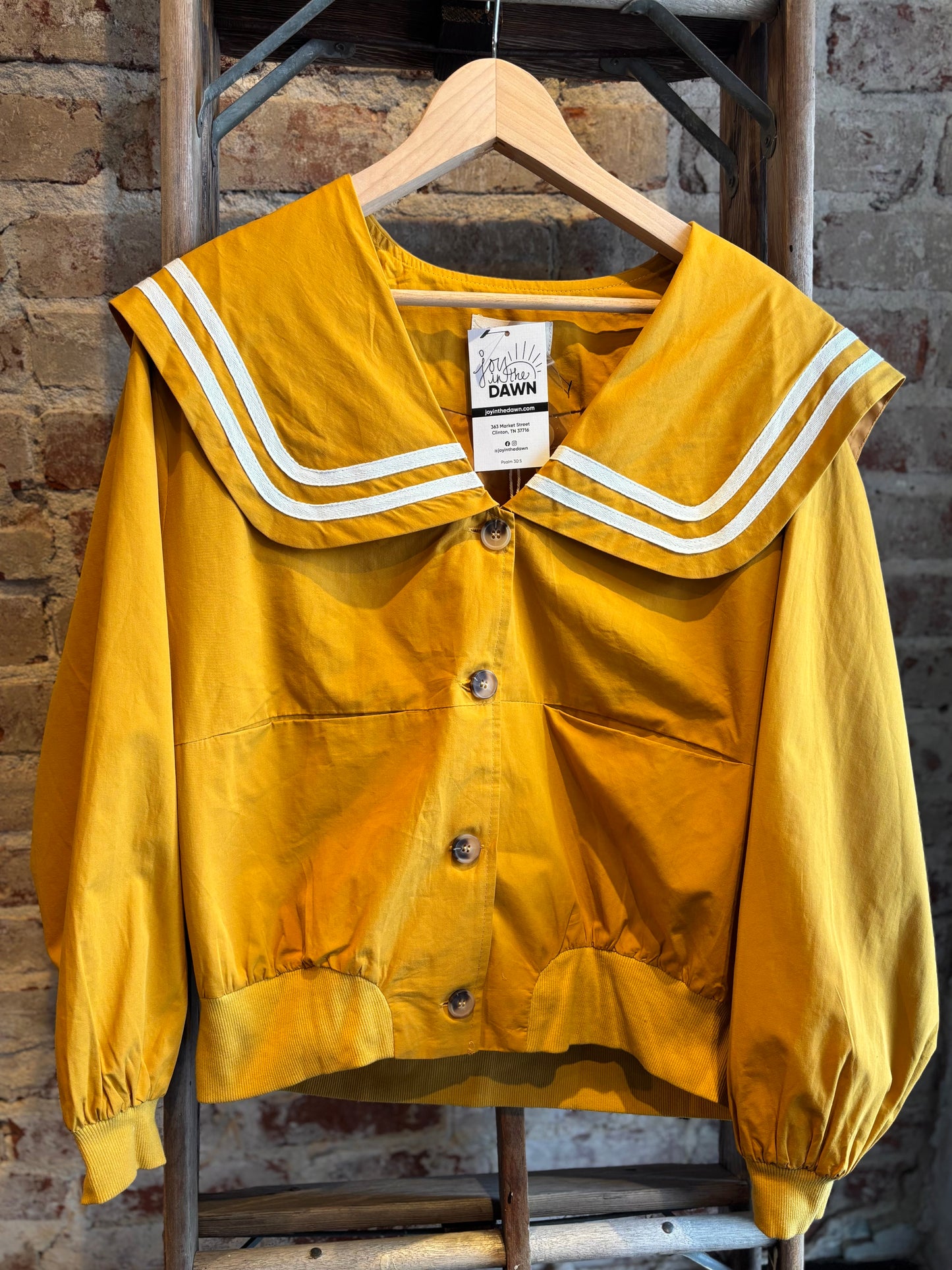 Sailor Collar Button Up Jacket - Mustard