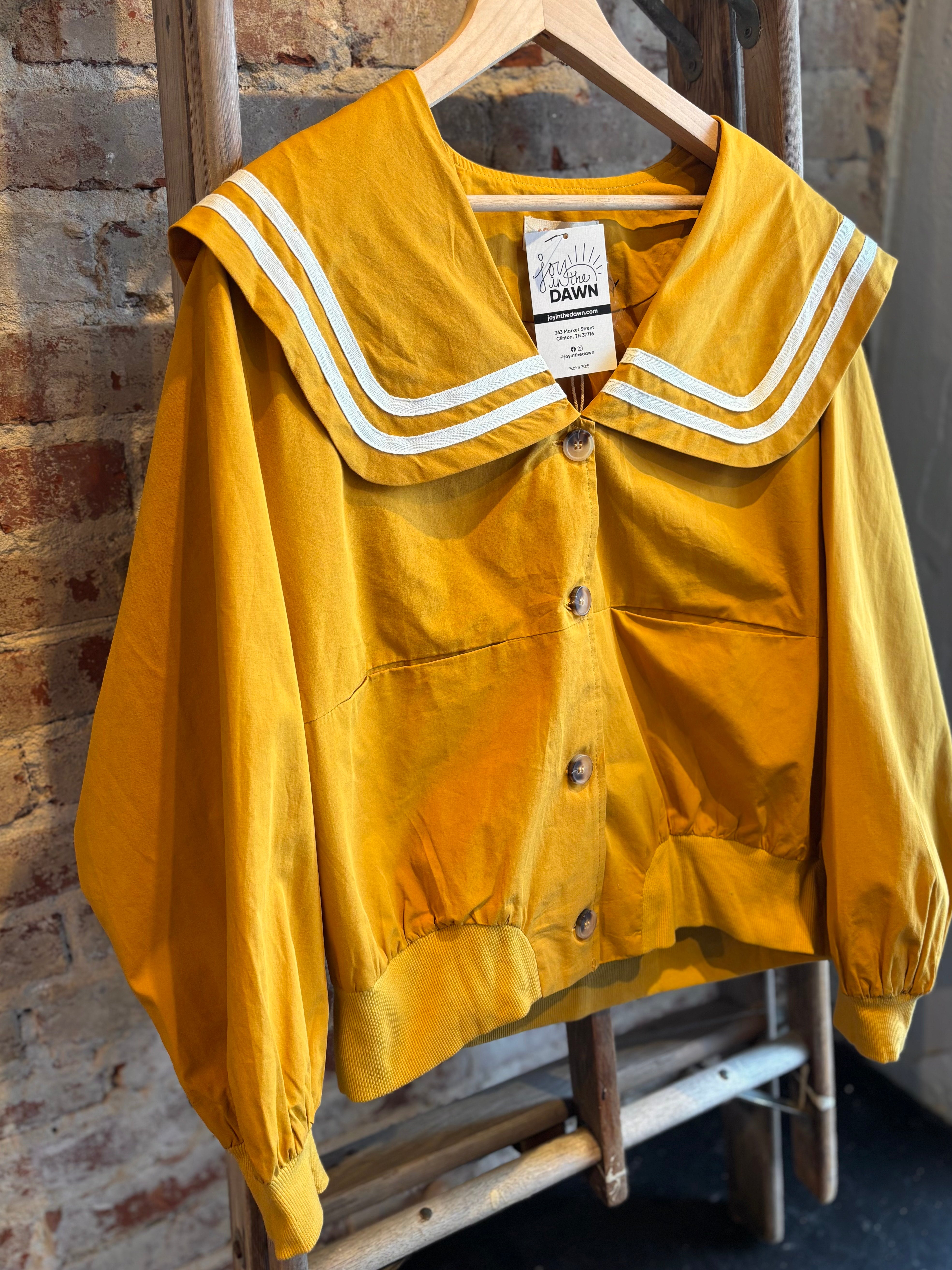Sailor Collar Button Up Jacket - Mustard – Joy in the Dawn