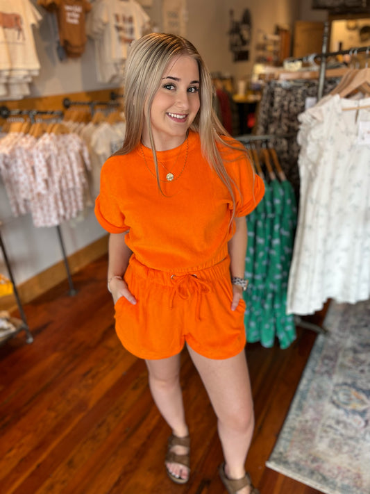 Orange Terry Cloth Shorts