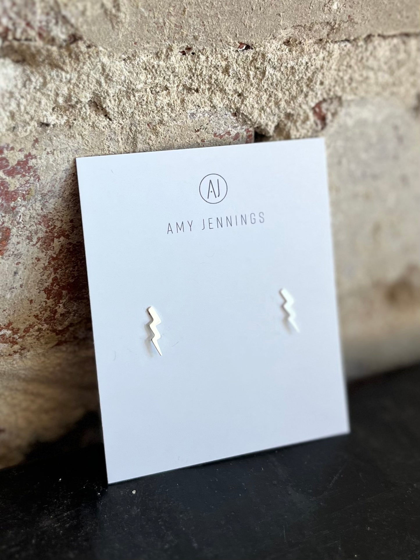 Silver Lighting Bolt Studs