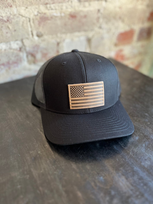 American Flag Hat- Black