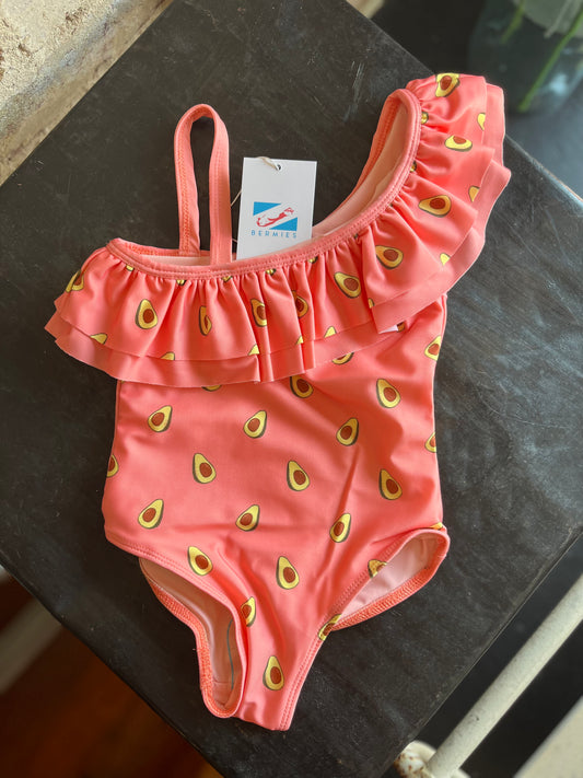 Avocado Ruffle Child Swimsuit - Coral
