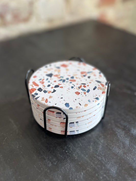 Terrazzo Stoneware Coaster Set