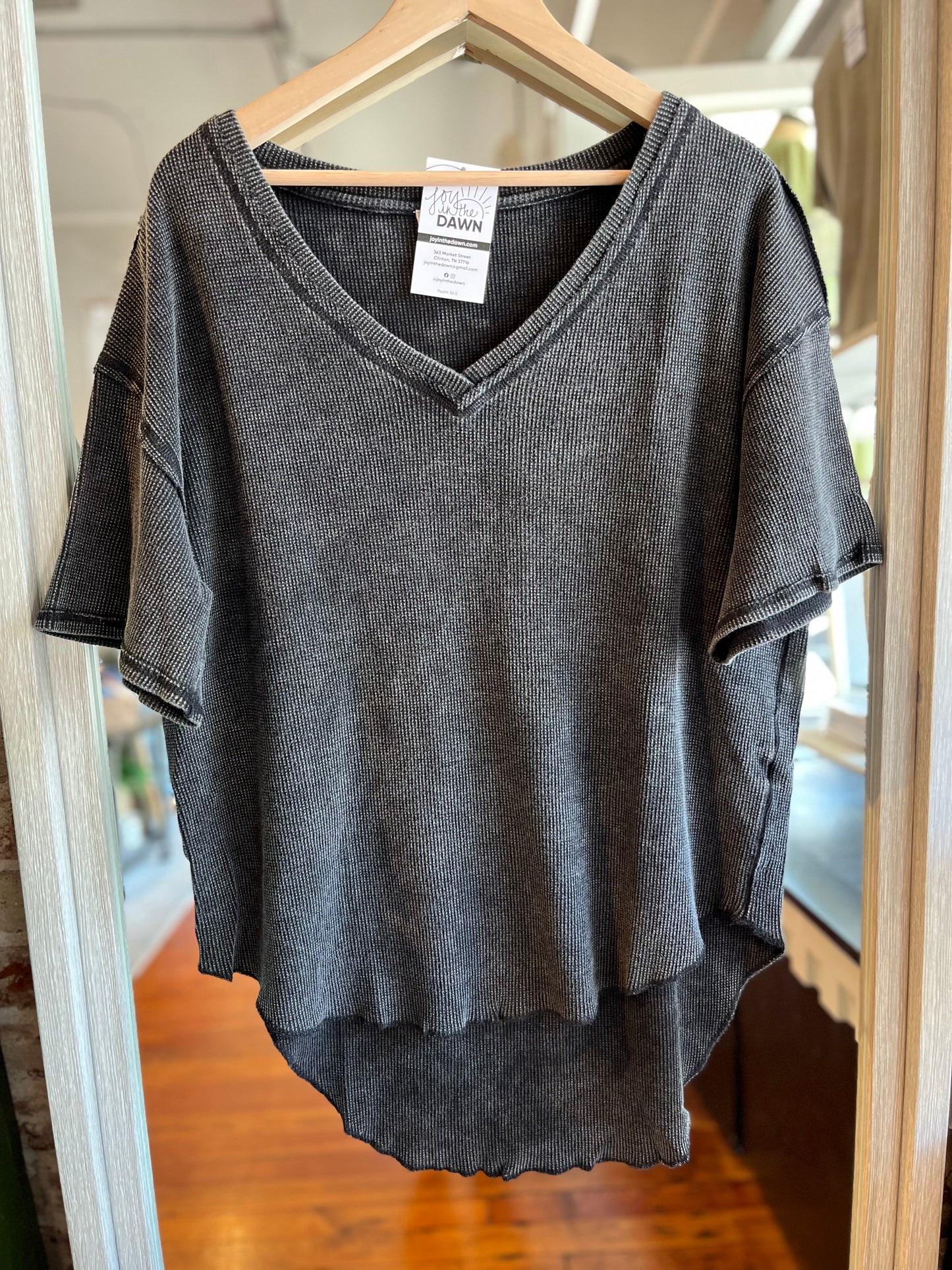 Mineral Washed Knit Shirt- Black