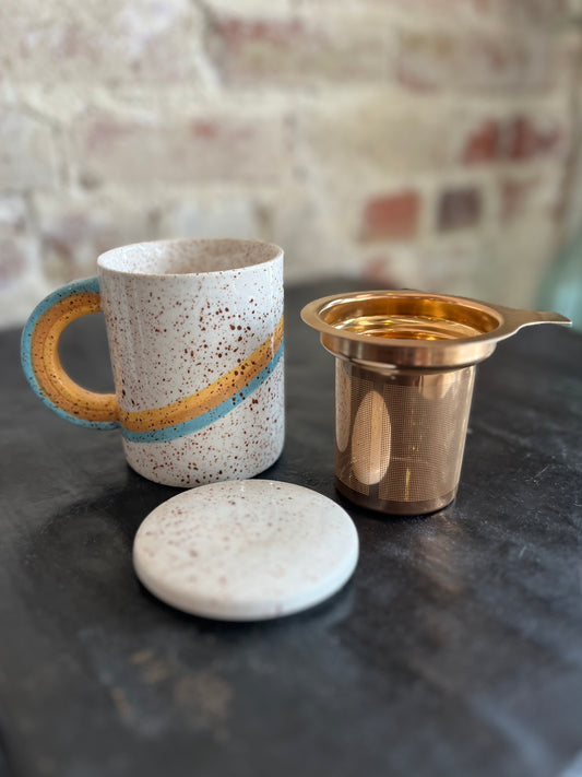 Waverly Ceramic Tea Mug & Infuser w/ Lid