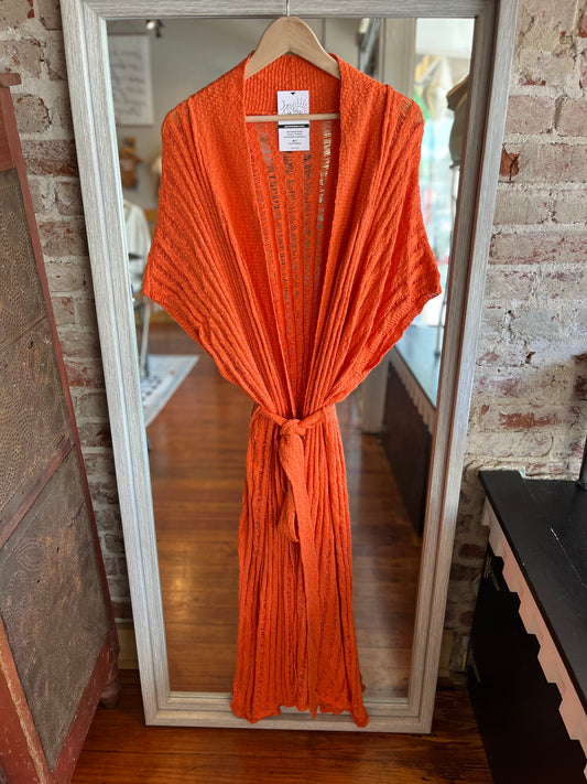 Long Tie Cardigan- Orange