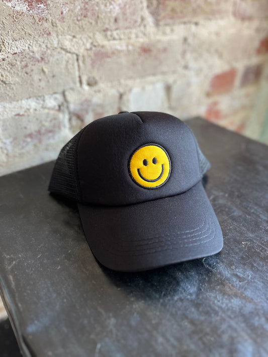 Smiley Trucker Hat-Black