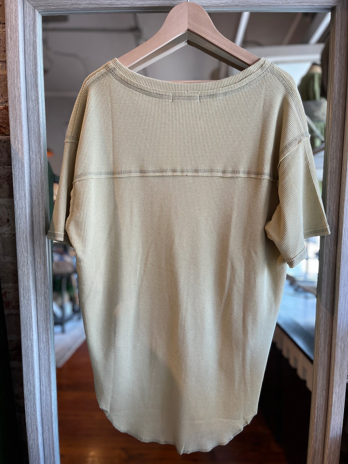 Mineral Washed Knit Shirt- Olive