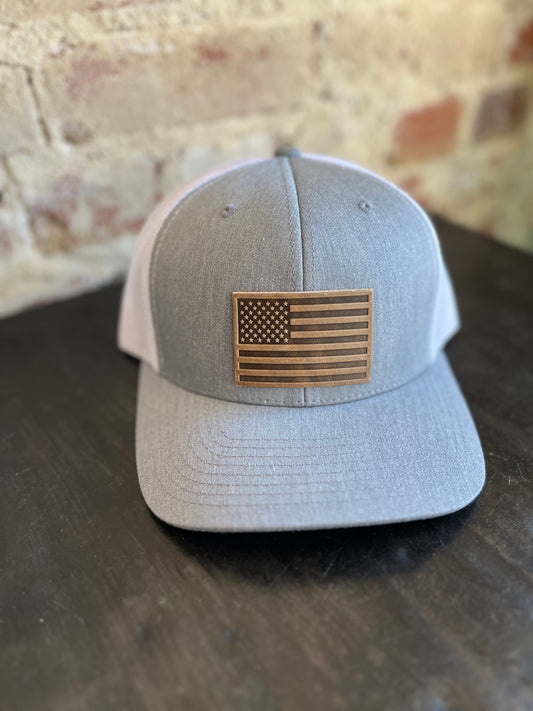American Flag Hat- Grey