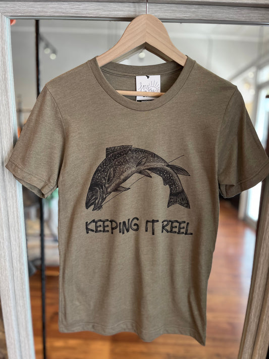 Keeping It Reel Tee- Heather Olive