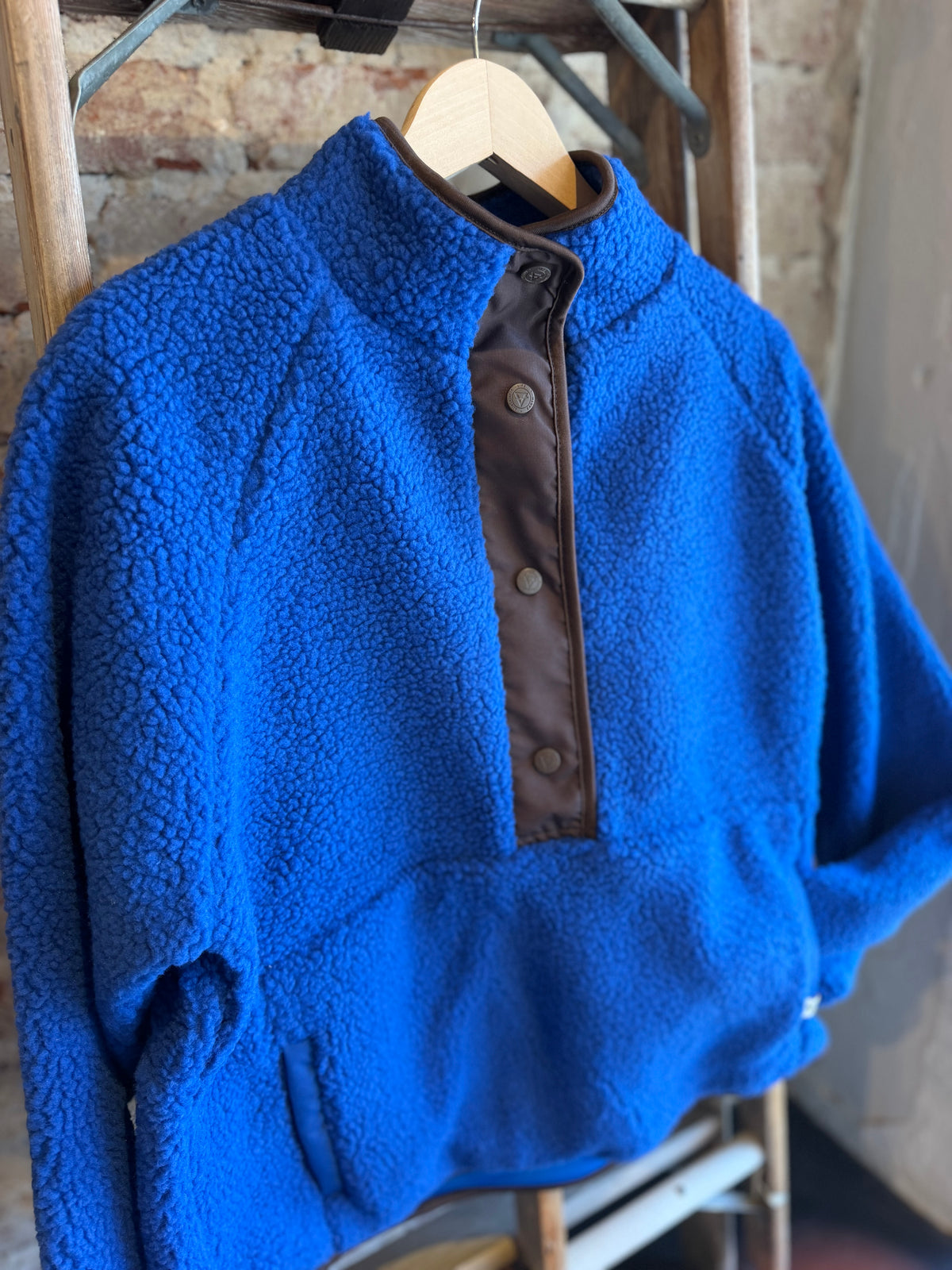 Jersey Lined Sherpa Pullover - Cerulean Blue