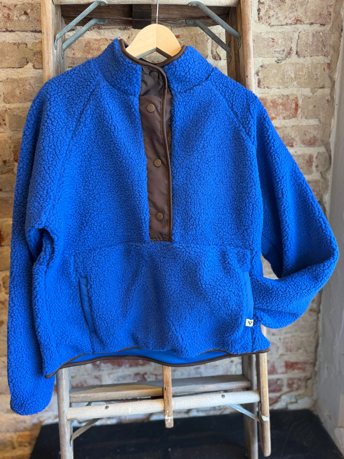 Jersey Lined Sherpa Pullover - Cerulean Blue