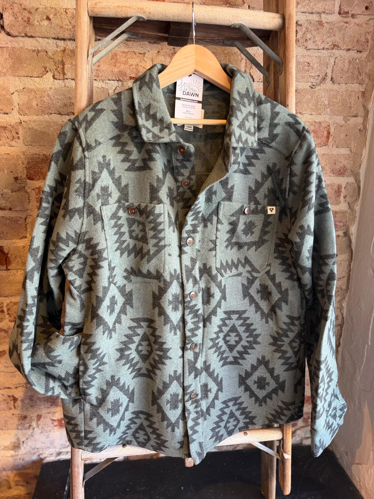 Aztec Diamond Faux Wool Button Down Jacket- Men