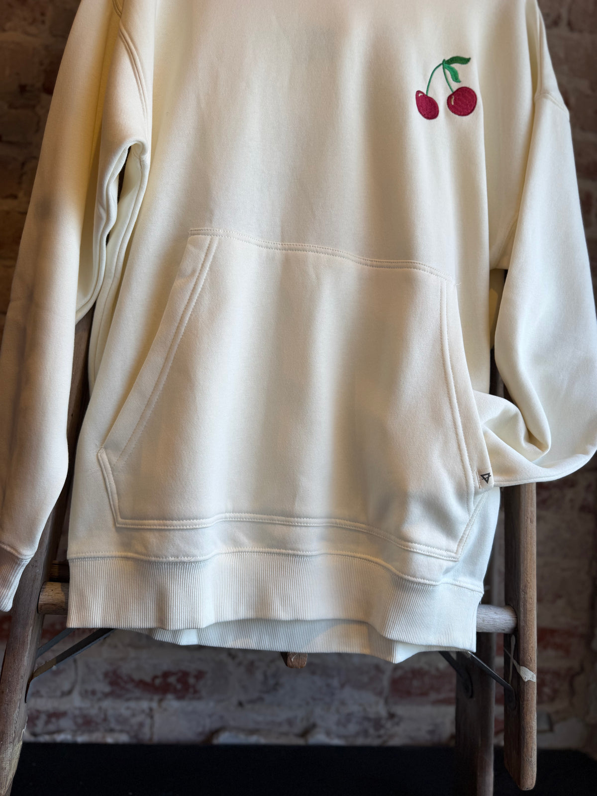 Berry Embroidered Oversized Hoodie - White