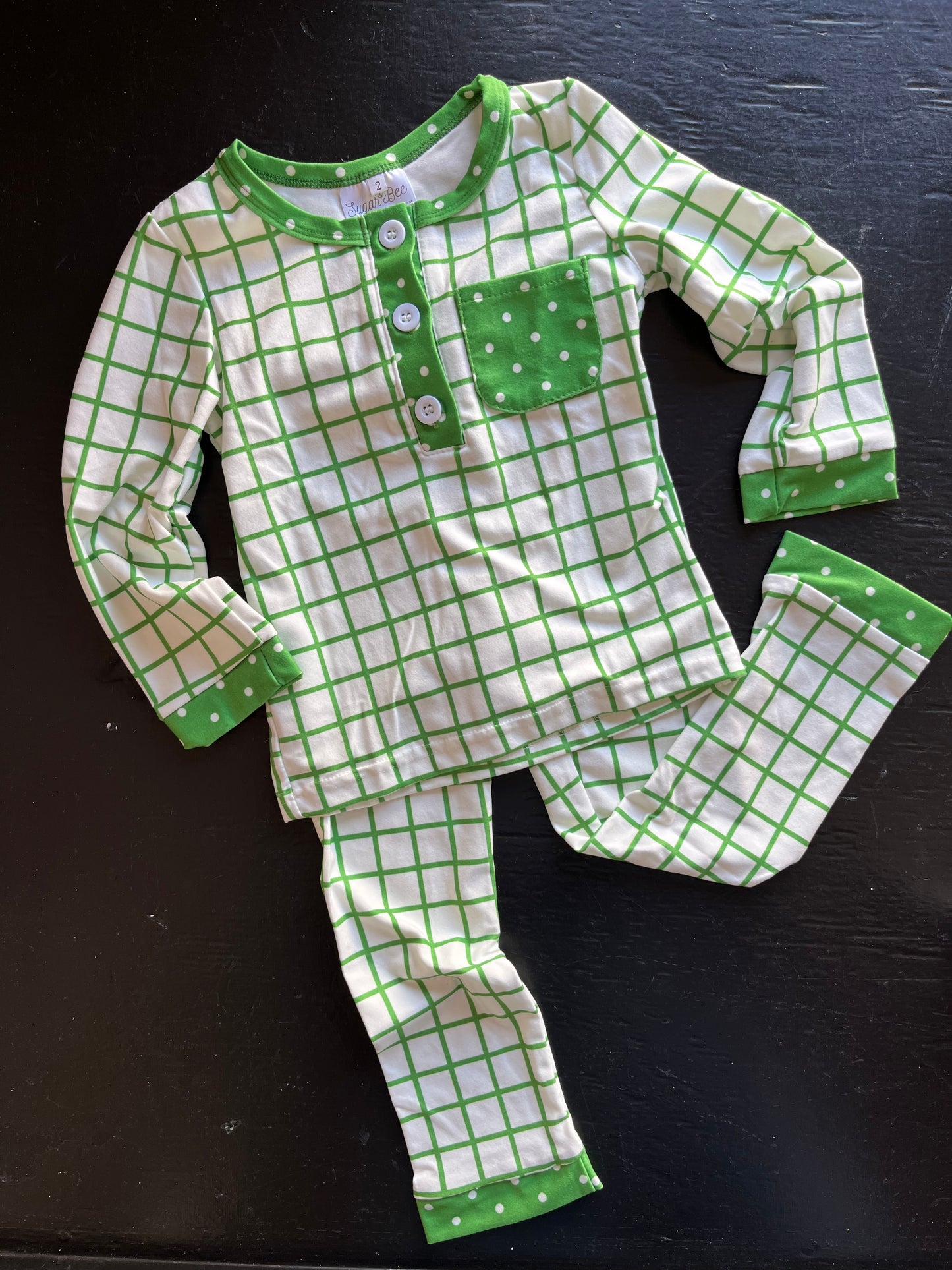 Green Check Pajamas- 2 piece set