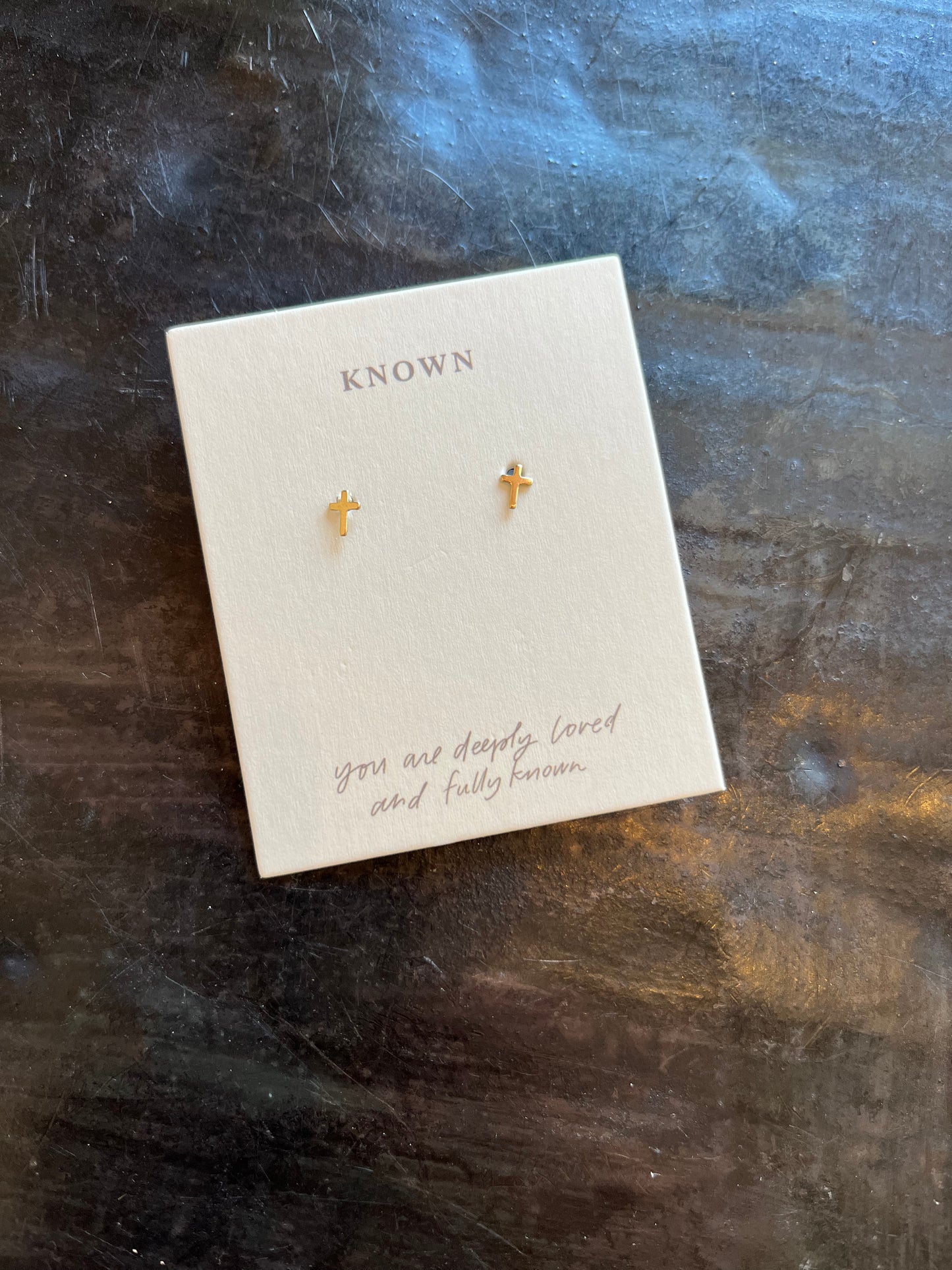 Known Cross Stud Earrings- Gold