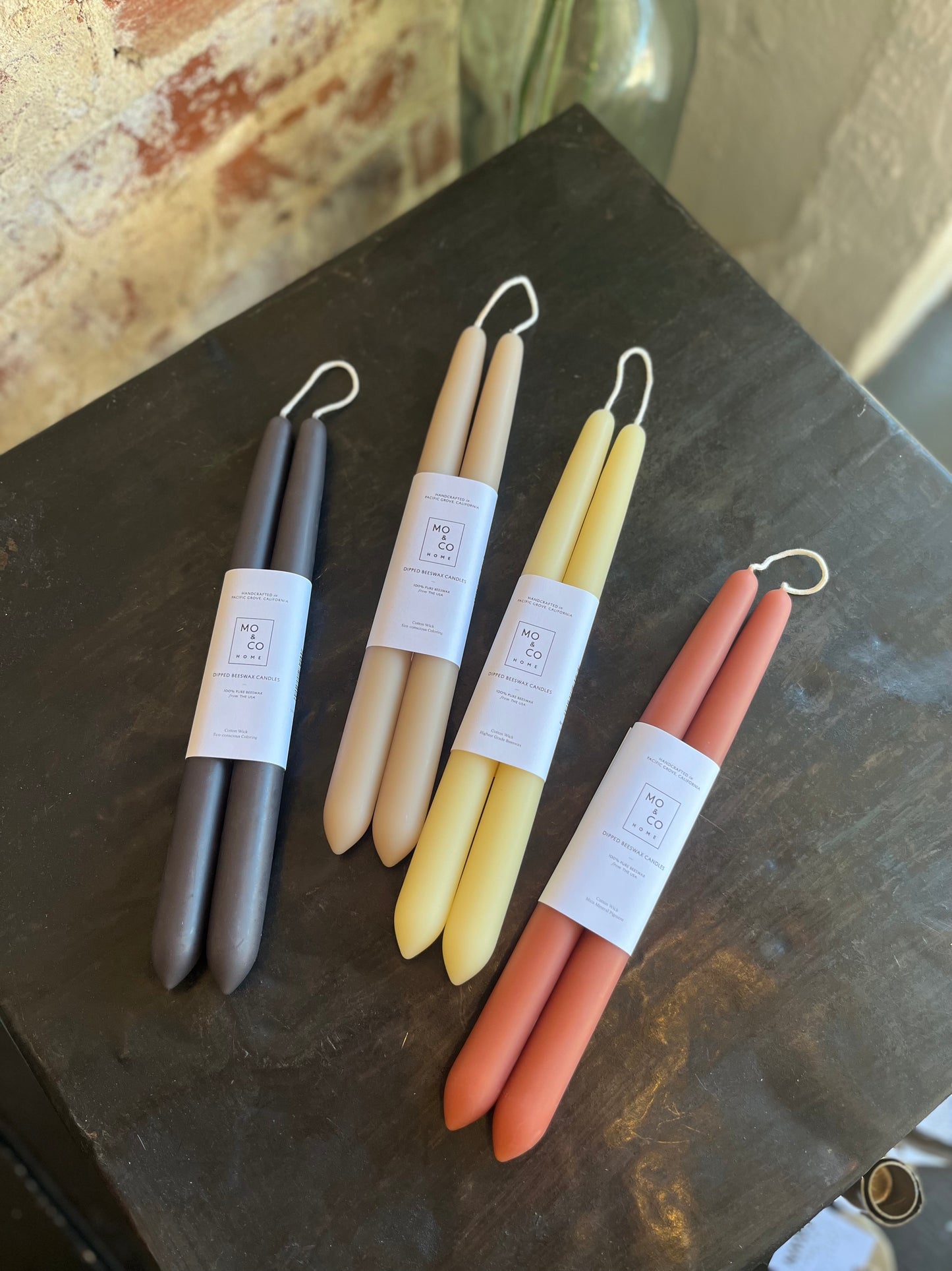 Beeswax Dipped Candle Set- Clay